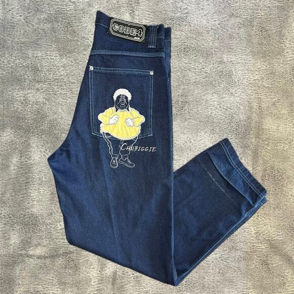 Code 4 Y2K Chubbiggie Embroidered Jeans - Picture 1 of 10